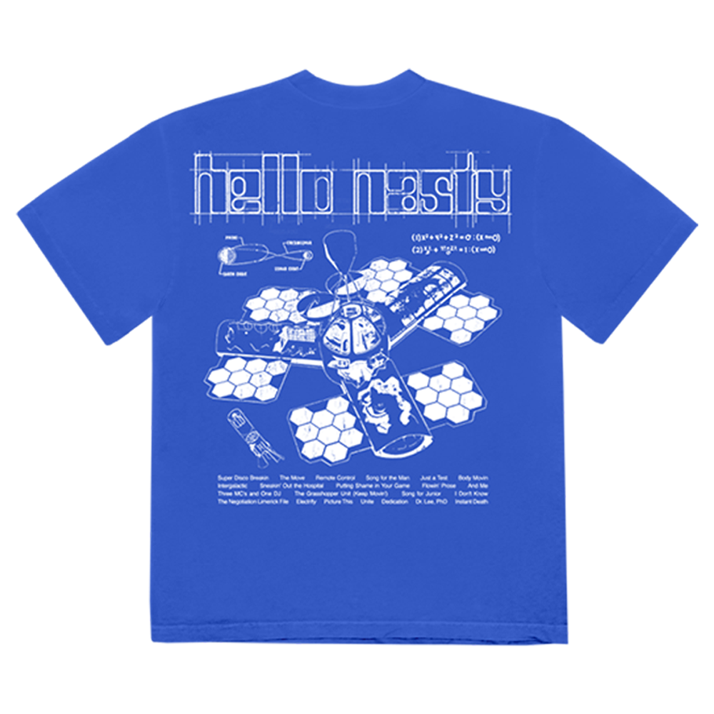 Hello Nasty Sketch Blue T-Shirt Back
